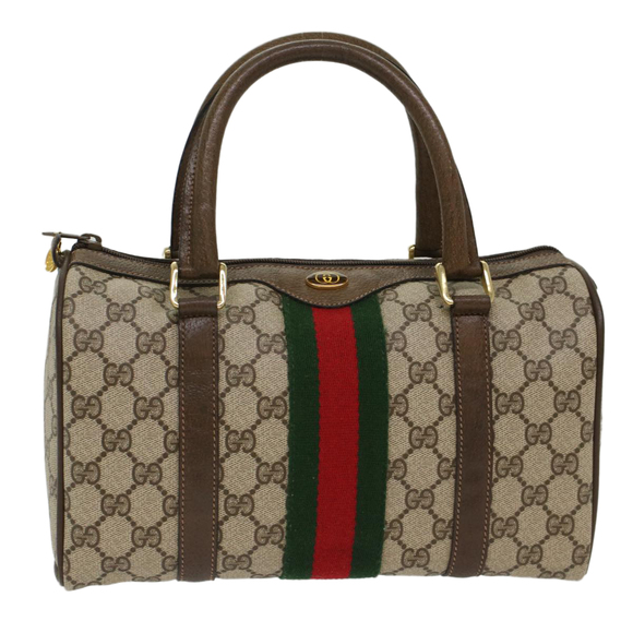 Gucci Handbags - GUCCI GG Canvas Web Sherry Line Boston Bag Beige Red 3902006 Auth bs7253